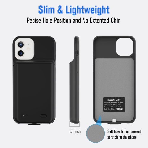Étui mini y pour iPhone 12, étui de recharge protecteur portatif 6000&nbsp;mAh pour iPhone 12 mini, rallonge rechargeable