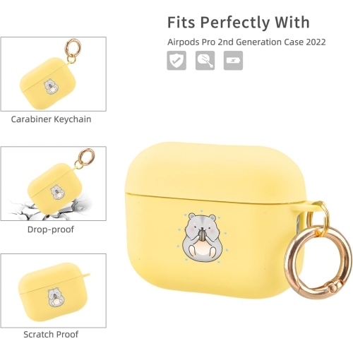 Compatible with Airpods Pro 2nd Generation Case, Cute AirPods Pro 2 Case Cover Hamster and Love Heart Printed