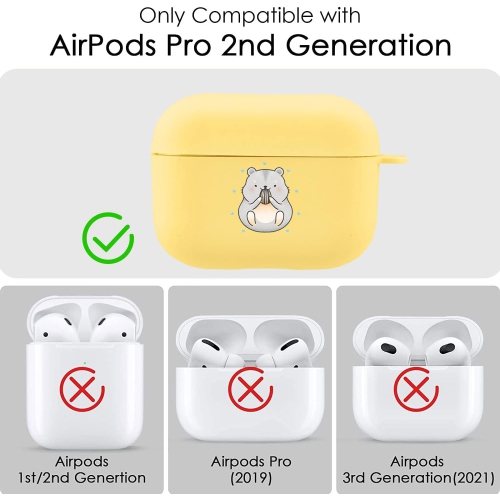 Compatible with Airpods Pro 2nd Generation Case, Cute AirPods Pro 2 Case Cover Hamster and Love Heart Printed