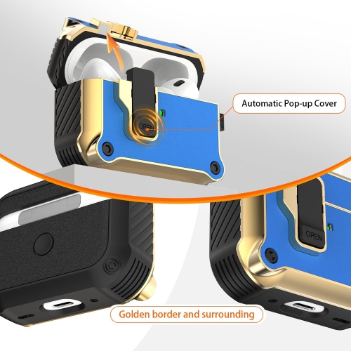 Case Compatible for Airpods Pro 2nd/1st Gen with Auto Snap Switch,Gold Border, for Airpods Pro