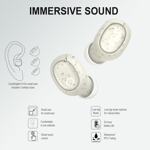 Mini Bluetooth Headphones T1, Bluetooth Earbuds for Small Ears Canal Women Men, Crystal Ear Buds