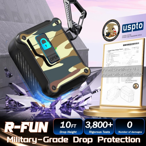 for AirPods 2nd Generation 2019,1st Gen 2016 Charging Case Cover, Full Drop Protection Auto Pop-Up Lid Design