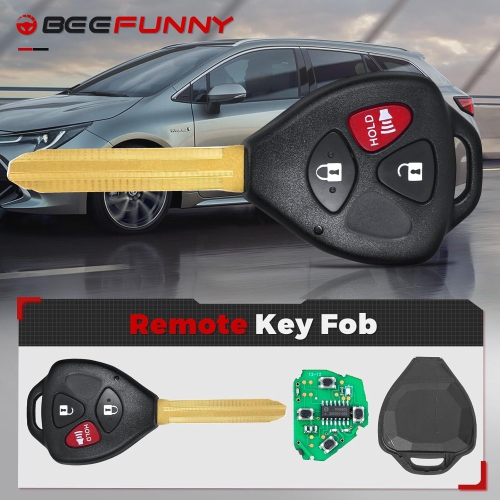 315MHz 4D67 Chip FCC: HYQ12BBX HYQ12BAN Upgraded Flip 2+1 3 Button Remote Key Fob for Toyota Celica Echo FJ
