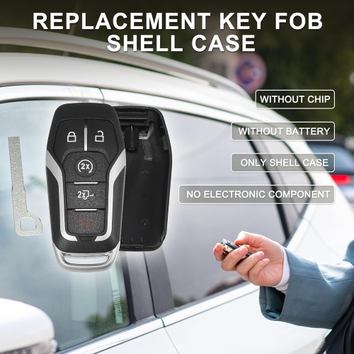 Key Fob Shell Case for Ford F150 F250 Truck 2015-2017 5 Buttons Replacement | Keyless Entry Remote