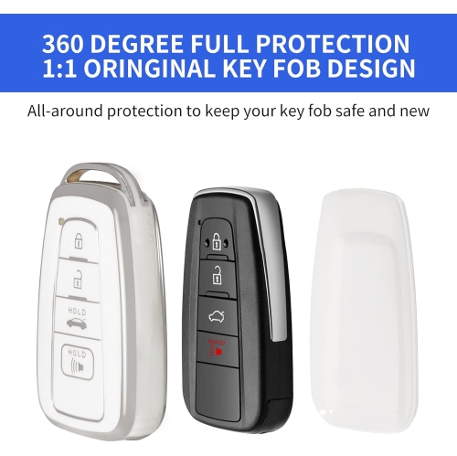 for Toyota Key Fob Cover Premium Soft TPU Car Key Case Full Protection Key Holder Fit for 2018-2022 Toyota RAV4 Camry