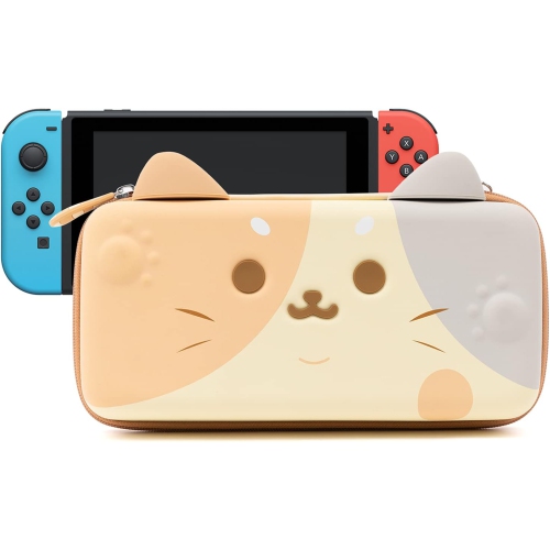 GEEKSHARE  Tricolor Cat Carry Case Compatible With Nintendo Switch - Portable Hardshell Large Capacity Travel Carrying