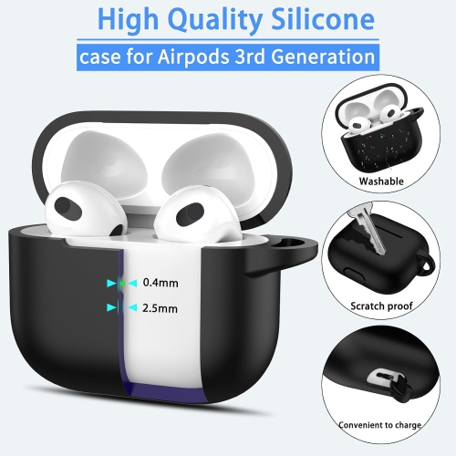 for AirPods 3rd Generation Case Cover 2021, Military Grade Soft Silicone Shock-Absorbing Protective