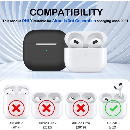 for AirPods 3rd Generation Case Cover 2021, Military Grade Soft Silicone Shock-Absorbing Protective