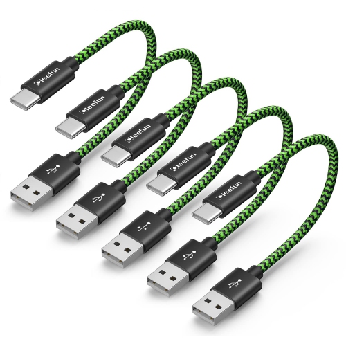 CLEEFUN  Short USB C Cable 1Ft, 5-Pack USB to USB C Cable Fast Charging, Type C Cable Braided Charger Cord for Iphone 15