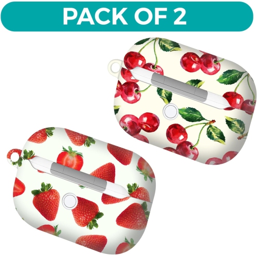 for AirPods 3rd Generation Case, AirPods 3 Case - Cherry & Strawperry Pattern Printed Cute Hard