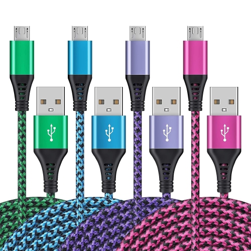 Image 1 de 5.. Câble USB RO, [4/3 pi] Android USB mâle vers câble B, câble de chargement rapide, câble de données en nylon coloré