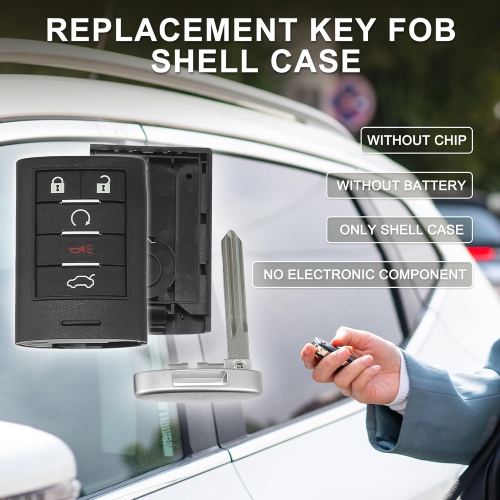 Key Fob Shell Case for Cadillac Escalade CTS 2008-2012 5 Buttons Replacement | Keyless Entry Remote