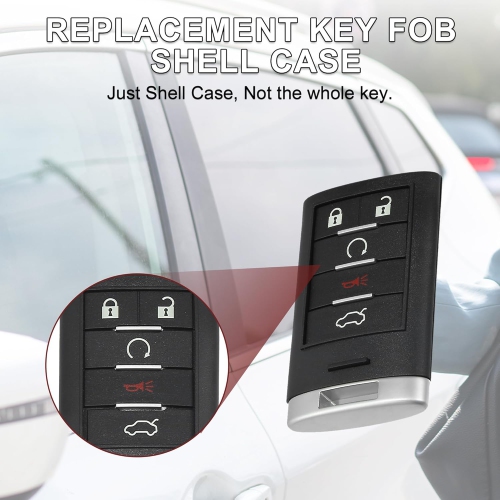 Key Fob Shell Case for Cadillac Escalade CTS 2008-2012 5 Buttons Replacement | Keyless Entry Remote