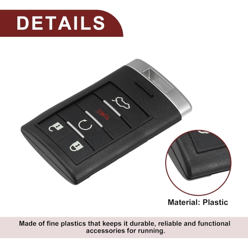 Key Fob Shell Case for Cadillac Escalade CTS 2008-2012 5 Buttons Replacement | Keyless Entry Remote