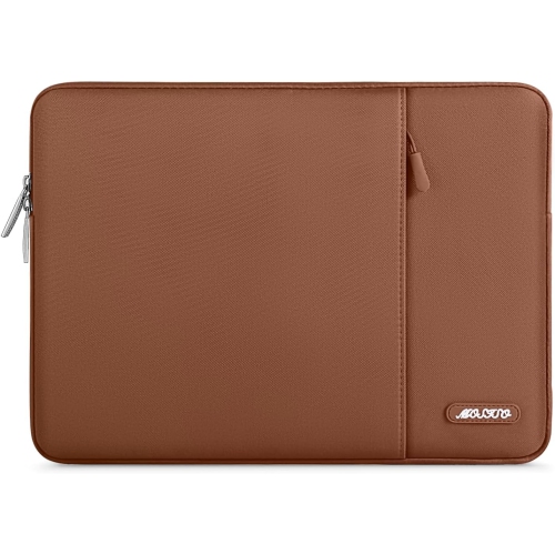 Laptop Sleeve Bag Compatible with Laptop 13.3 inch, Polyester Vertical Case with Pocket, Caramel Brown