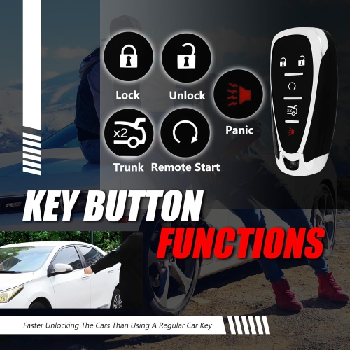 Key Fob Remote Replacement for 2020 2021 2022 Chevrolet Camaro Cruze Malibu 5 Buttons 433MHz HYQ4EA,Black