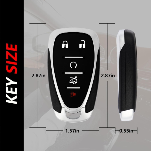 Key Fob Remote Replacement for 2020 2021 2022 Chevrolet Camaro Cruze Malibu 5 Buttons 433MHz HYQ4EA,Black