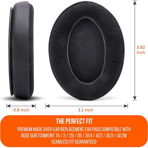 Wicked Cushions Velour Replacement Ear Pads for Bose Headphones - Soft Velour, Luxury Memory Foam, Added Thickness,