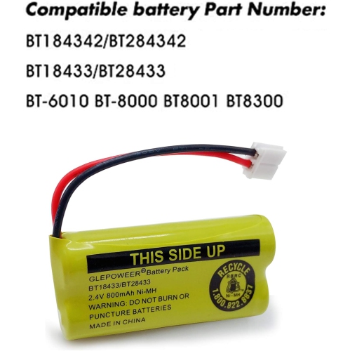 BT18433 BT-18433 BT184342 BT-184342 BT1011 BT-1011 Replacement y Compatible with AT&T and Vtech BT-8300