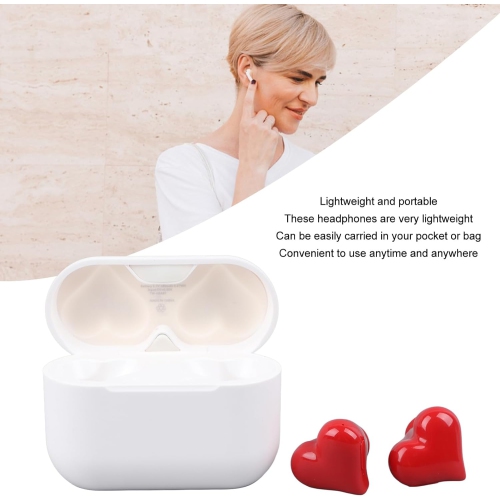 Earbuds, Cute Heart Shaped Headphones Portable Stereo rophone with Charging Case, in Ear Earbuds Stereo