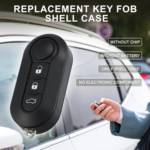 Étui pour porte-clés de remplacement des boutons Fiat 500 2007-2020 3 | Clé de commande à distance du télédéverrouillage