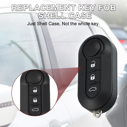 Étui pour porte-clés de remplacement des boutons Fiat 500 2007-2020 3 | Clé de commande à distance du télédéverrouillage