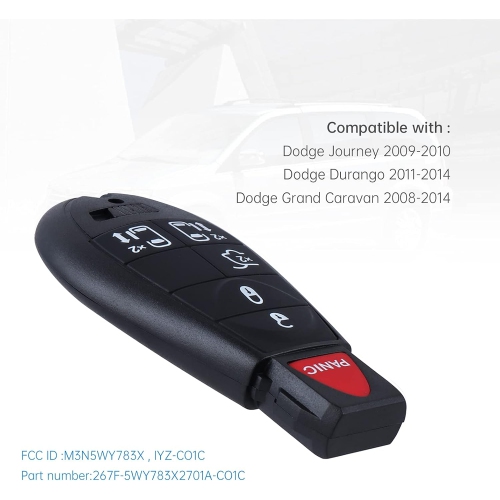 ROPE Car Key Fob Keyless Entry Remote fits Chrysler Town and Country 2008-2015/Dodge Grand Caravan 2008-2014