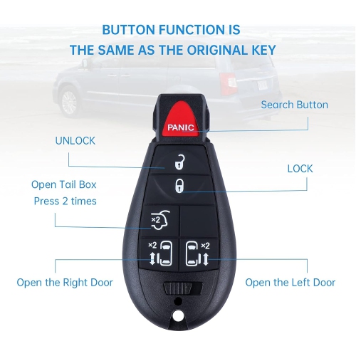 ROPE Car Key Fob Keyless Entry Remote fits Chrysler Town and Country 2008-2015/Dodge Grand Caravan 2008-2014
