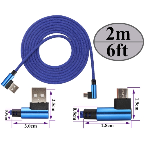 6 Ft 90 Degree ro USB Android Charger Cable 90 Degree USB 2.0 A Male to 2.0 USB ro Male High Speed Fast