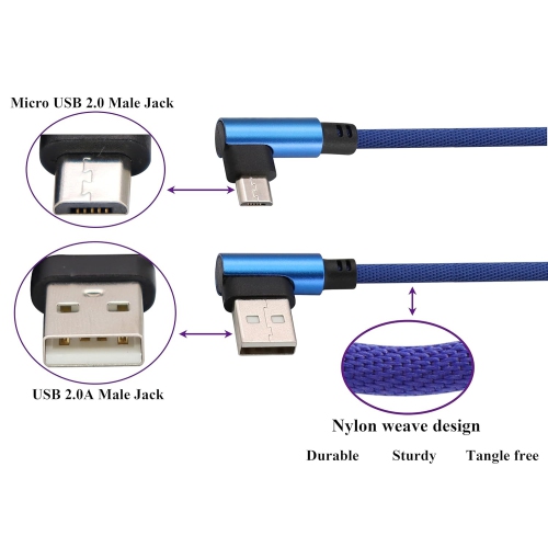 6 Ft 90 Degree ro USB Android Charger Cable 90 Degree USB 2.0 A Male to 2.0 USB ro Male High Speed Fast