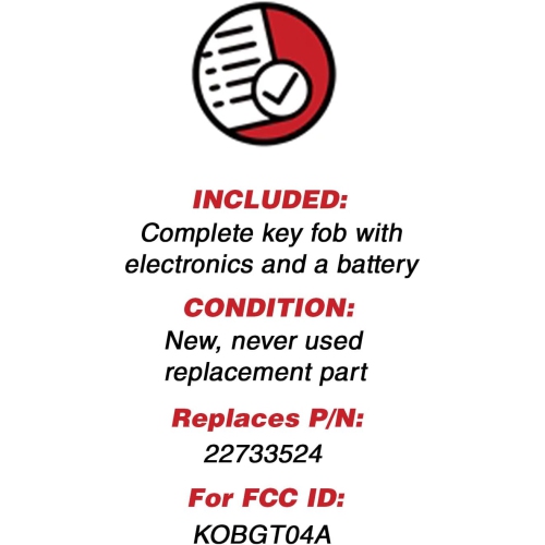Replacement 5 Button Keyless Entry Remote Control Key Fob with Uncut Ignition Key Compatible