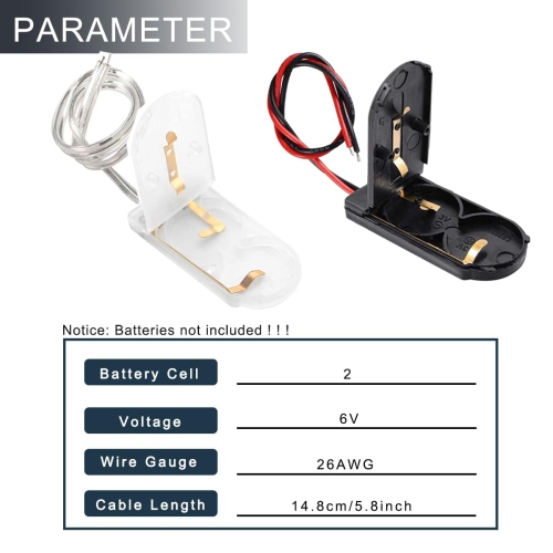 CR2032 y Holder 2 X 3V Coin Cell Holder with Wires 14.8cm/5.8inch Bare Wire Ends Slide Button ON/Off