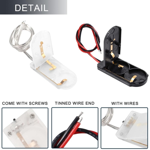 CR2032 y Holder 2 X 3V Coin Cell Holder with Wires 14.8cm/5.8inch Bare Wire Ends Slide Button ON/Off