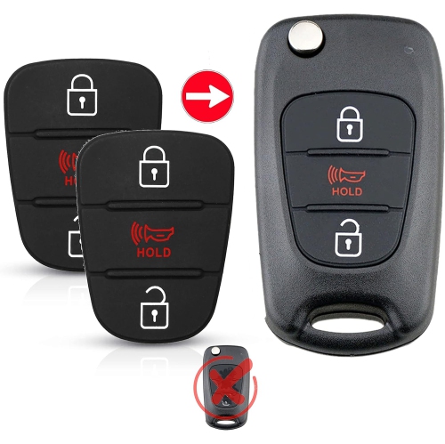 (2 PACK) for BUTTON PAD REPAIR KIT for Kia Key Fob Shell Case Cover Flipkey Keyless Entry Remote Flip