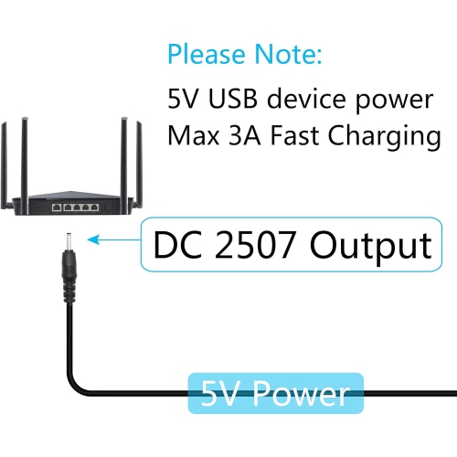 2Pcs USB to DC 2.5mm x 0.7mm Power Cord 3FT, USB 2.0 A Male to DC 2.5mm x 0.7mm Male Plug 5V 3A Power Charging Cable,