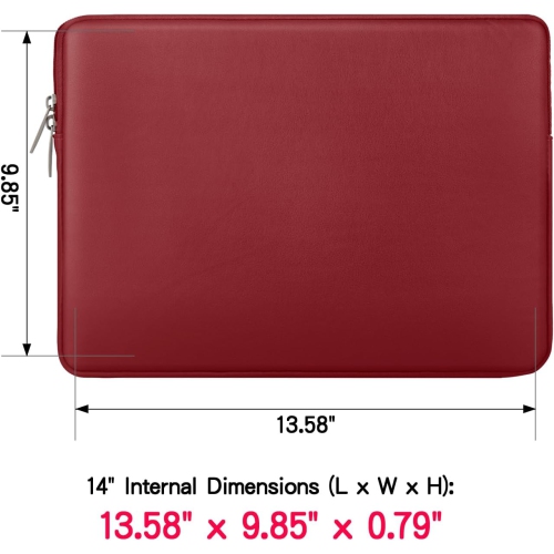 RAINYEAR 14 Inch Laptop Sleeve Soft PU Leather Case Protective Water Resistant Zipper Cover Carrying Bag Compatible