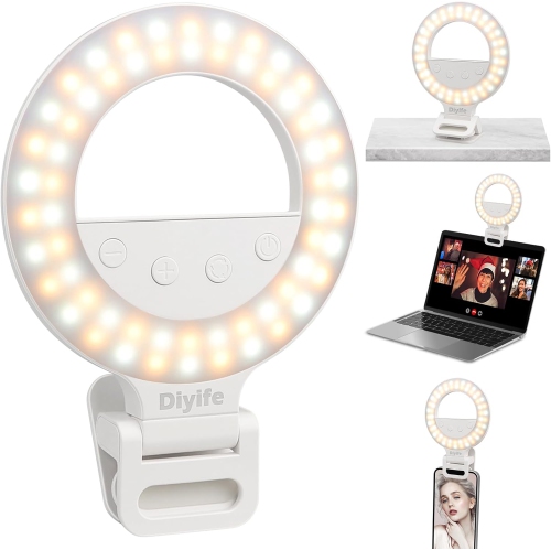 Selfie Ring Light for Phone, [1000mAh Long y Life] 60 360° Adjustable Rechargeable on Phone Ring