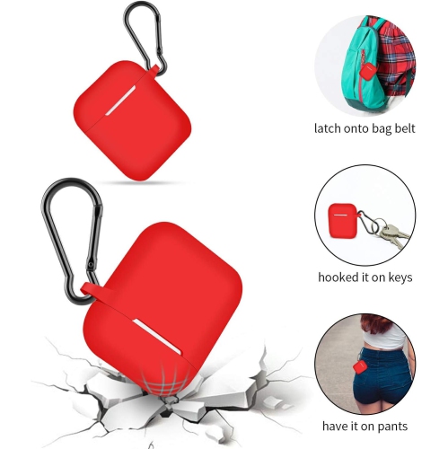 Étui pour AirPods avec porte-clés, 4 étuis souples en silicone pour écouteurs rechargeables avec mousqueton