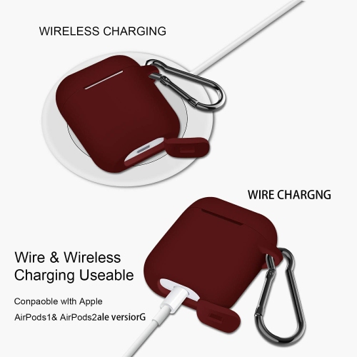 Étui pour AirPods avec porte-clés, 4 étuis souples en silicone pour écouteurs rechargeables avec mousqueton