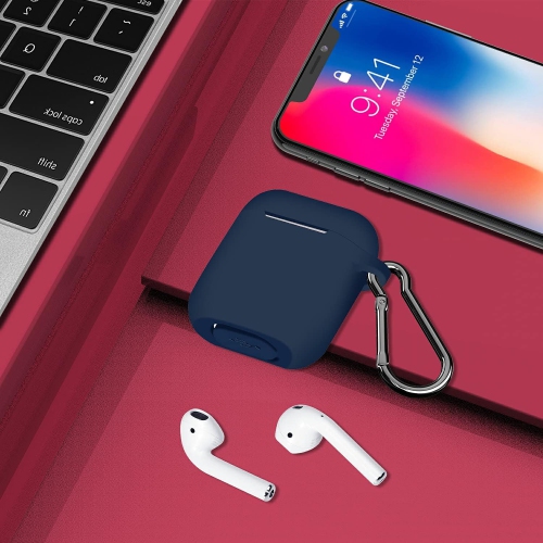 Étui pour AirPods avec porte-clés, 4 étuis souples en silicone pour écouteurs rechargeables avec mousqueton