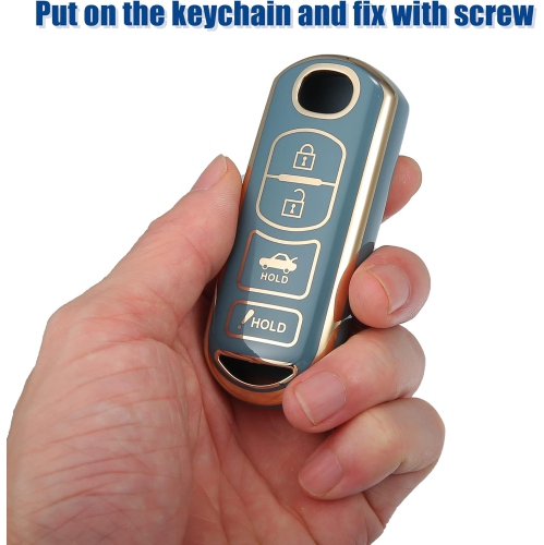 TPU 4 Button Keyless Entry Remote Cover Key Fob Cover Fit for Mazda CX-3 - Pack of 1 Blue