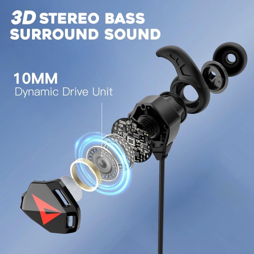 3.5mm Gaming Headphones with Noise-Cancelling , Stereo Gaming Earbuds PC Gaming Earphone with rophone &