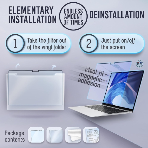 Magnetic Blue Light Screen Compatible With MacBook Pro 16" 2021, 2022, 2023, M1, M2, M3 Anti-Glare Anti-Blue Light