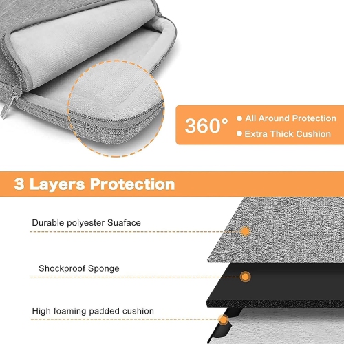 360 Protective Laptop Sleeve Compatible with MacBook Air 15 inch M2 A2941/Pro 16 inch 2023-2019 M3 A2991 M2