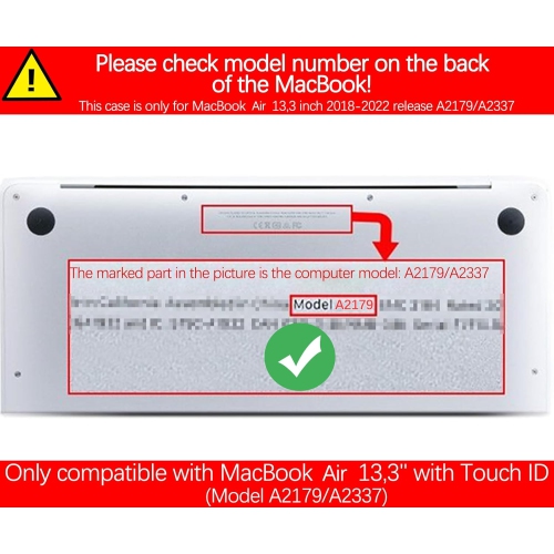 Compatible with MacBook Air 13 inch Cover, 2022-2018 Release A2179/A2337 M1 with Touch ID with Keyboard