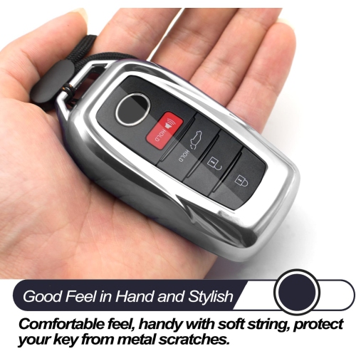 Compatible avec l'étui pour porte-clés en TPU argenté Mirai Sienna Venza RAV4 Prime Mirai 2022 2021 2020 de Toyota Land Cruiser