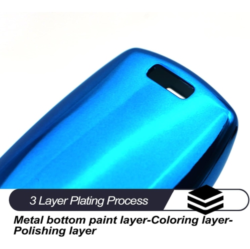 Compatible with Jeep Wrangler JL JLU Rubicon Wagoneer Gladiator JT Sahara JLU Blue TPU Flip Key Fob Cover Case