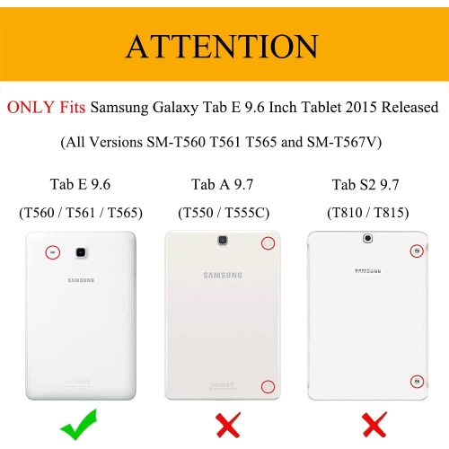 Folio Case for Tab E 9.6'' Model SM-T560 T561 T565 and SM-T567V, Slim PU Leather Case Cover for Samsung Galaxy