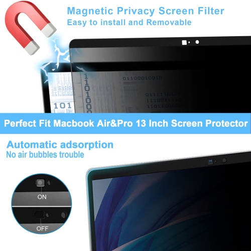 Privacy Screen Macbook Pro 13 Inch, Webcam Cover Slider Anti Blue Light Magnetic Privacy Screen Protector