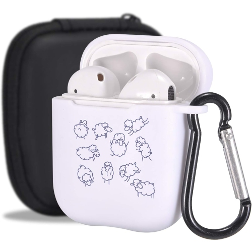 Cute Sheep Case for AirPods 2&1 with Keychain,（White） Animals Design Protective Soft TPU Cover Compatible